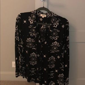 Black and white rayon top